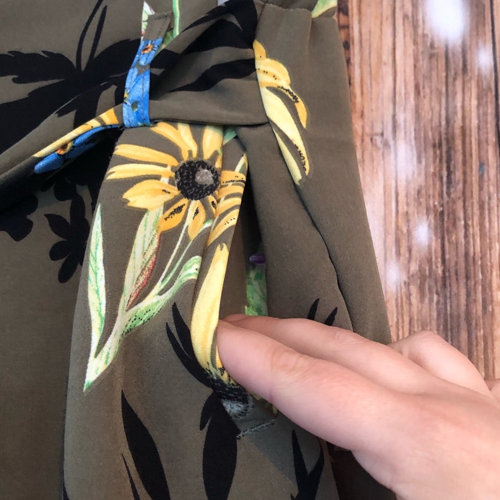Like an Angel Olive Green Floral Dress Pants - Picture 6 of 8